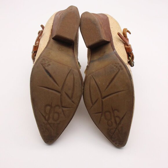 A.S. 98 Brown Tan Leather Women's Size EU 36 Pointed Toe 3 Strap Boots - Picture 8 of 12